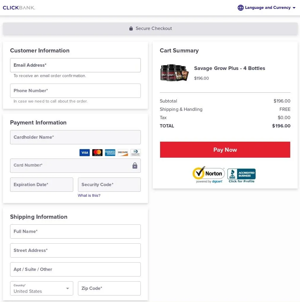 Savage Grow Plus Savage Grow Plus - Order Page